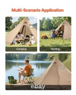 VEVOR Tipi Hot Tent with Stove Jack Waterproof Portable for 4 Persons Camping