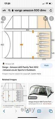 Vango 600 signature family tent. 6 berth with built in awning