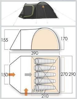 Vango Apollo 500 Family Tent 5-Person with Large Porch Fresh &Black