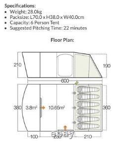 Vango Hayward 600 XL Large Family Tent Super Condition
