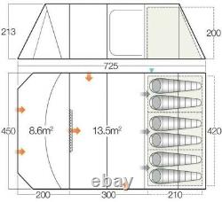 Vango Orava 600XL 6 Person Superb FamilyTent with 3 Bedrooms / Large Porch area