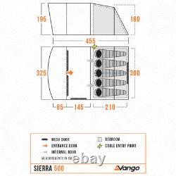 Vango Tent Sierra 500 Tunnel 5-person Poled Family Optional Bedroom Divider