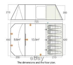 Vango Very Large 6 Person Family Tent Orava 600xl Tent With Large Porch Green
