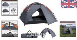 Versatile 3-Person Tent with Removable Rainfly & Extended Porches for Comfort