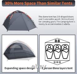 Versatile 3-Person Tent with Removable Rainfly & Extended Porches for Comfort