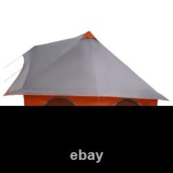 VidaXL Family Tent Tipi Grey and Orange 8-Person Waterproof