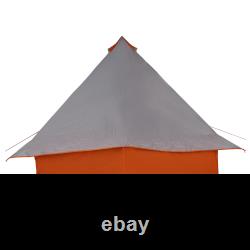 VidaXL Family Tent Tipi Grey and Orange 8-Person Waterproof