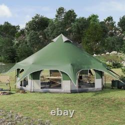 WALPLUS 10 Person Family Tent Green Waterproof PU Coated Camping Dome