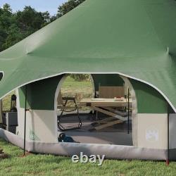 WALPLUS 10 Person Family Tent Green Waterproof PU Coated Camping Dome