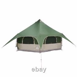 WALPLUS 10 Person Family Tent Green Waterproof PU Coated Camping Dome