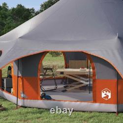 WALPLUS 10 Person Family Tent Grey Orange Waterproof Camping Shelter
