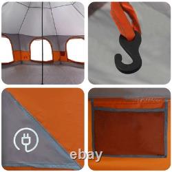 WALPLUS 10 Person Family Tent Grey Orange Waterproof Camping Shelter