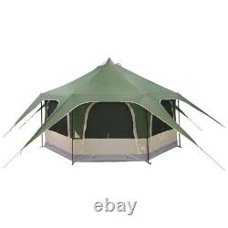 WALPLUS 5 Person Family Tent Green Waterproof PU Coated Camping Dome