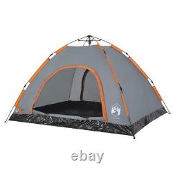 WALPLUS Camping Tent 4 Person Grey & Orange Quick Release Waterproof