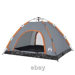 WALPLUS Camping Tent 4 Person Grey & Orange Quick Release Waterproof