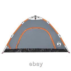 WALPLUS Camping Tent 4 Person Grey & Orange Quick Release Waterproof