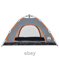 WALPLUS Camping Tent 4 Person Grey & Orange Quick Release Waterproof