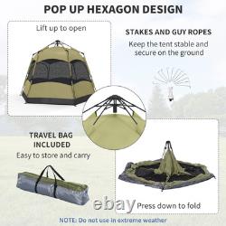Water-Resistant 4-Person Camping Tent with Mesh Windows & Storage Dark Green