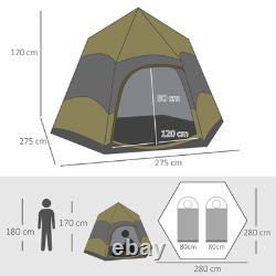 Water-Resistant 4-Person Camping Tent with Mesh Windows & Storage Dark Green