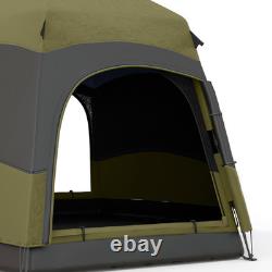 Water-Resistant 4-Person Camping Tent with Mesh Windows & Storage Dark Green