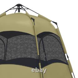 Water-Resistant 4-Person Camping Tent with Mesh Windows & Storage Dark Green