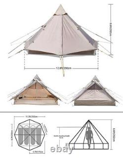 Waterproof 4M Bell Tent Glamping Yurt Tent of 4 Person 3.9m Wide Baralir Bell