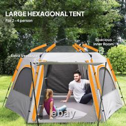 Waterproof Camping Tent, 4 Person Easy Setup Family Tent
