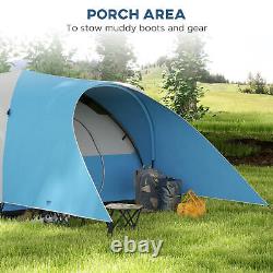 Waterproof Camping Tent with Porch & Sewn Groundsheet Blue 3000mm