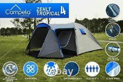 Waterproof Tent for 4 People, Family Tent Camping Ten Blue Holiday Tent Large