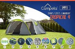 Waterproof Tent for 4 People, Family Tent Camping Ten Green Holiday Tent Large