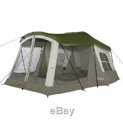 Wenzel Klondike Large Outdoor 8 Person Camping Tent with Screen Room, Green