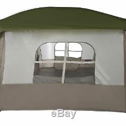 Wenzel Klondike Large Outdoor 8 Person Camping Tent with Screen Room, Green