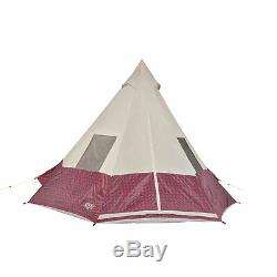 Wenzel Shenanigan Large 5 Person Trail Camping Easy-Setup Teepee Tent, Red Plaid