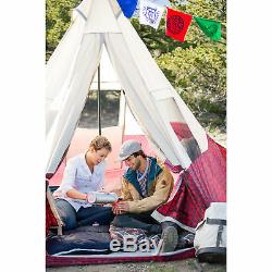 Wenzel Shenanigan Large 5 Person Trail Camping Easy-Setup Teepee Tent, Red Plaid