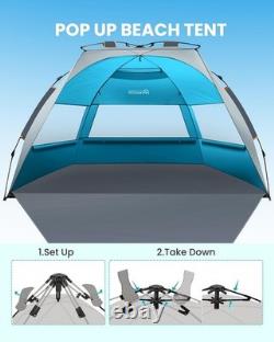 X-Large Pop Up Beach Tent for 3-4 Persons Easy Setup & UPF 50+ Protection