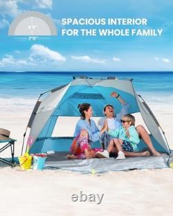 X-Large Pop Up Beach Tent for 3-4 Persons Easy Setup & UPF 50+ Protection