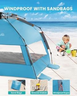 X-Large Pop Up Beach Tent for 3-4 Persons Easy Setup & UPF 50+ Protection