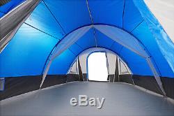 10 Personne Bleu / Blanc Autoportant Tunnel Tente Avec Multi-position Fly Randonnée Camping
