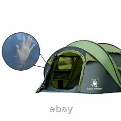 3-4person Man Family Instant Pop Up Tent Respirant Camping En Plein Air Randonnée Vert