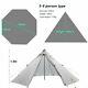 3-6 Personnes Ultraléger Extérieur Camping Tipi 20d Silnylon Pyramide Tente Grande