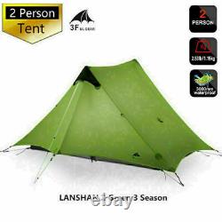 3f Lanshan 2 Ultralight 2 Person Wild Camping Tente 15d Nylon Vert Léger