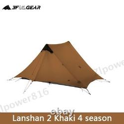 3f Ul Gear 2022 Nouveau 4 Saison Lanshan2 Ultralight Camping 15d Tente 2 Personne Khaki