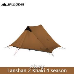 3f Ul Gear Lanshan 2 Personne 4 Saison Ultralégère Tente Camping Randonnée Tente Khaki