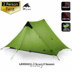 3ful Gear Lanshan 2 Ultralight 1/2 Personne Wild Camping Tente 15d Léger Nouveau