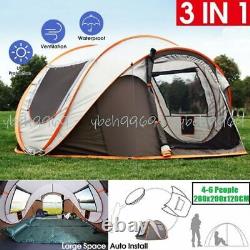 4-6 Person Pop Up Tente Waterproof Camping Tente Randonnée En Plein Air Avec Tente À Vélo