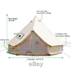 5m Toile De Bell Tente Imperméable Glamping Yourth Tente 4season Camping En Plein Air