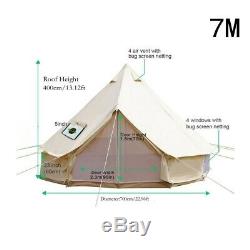 7m Grand Trou De Poêle De Tente De Cloche De Toile Yourte Imperméable Glamping Trou De Réchaud De Camping