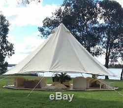 7m Imperméable Glamping Bell Tente De Camping Yourte Toile De Coton 4 Saisons Grande Taille