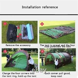 8-10 Personnes Tente Grand Tunnel Étanche Double Couche Family Party Camping Tente