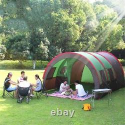 8-10 Personnes Tente Grand Tunnel Étanche Double Couche Family Party Camping Tente